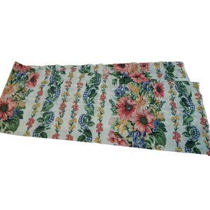 Vintage Blue Gingham Window Valance Floral Cottage Country Garden 72x13.5